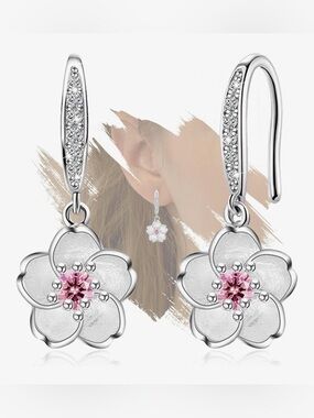 Cherry Blossom Earrings, 925 Sterling Silver NWT